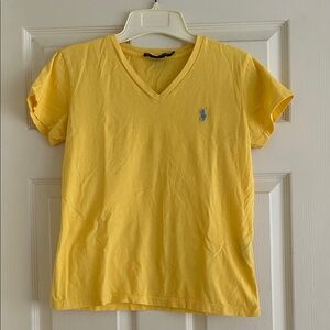 Ralph Lauren Bright Yellow V-Neck Tee with Polo Emblem